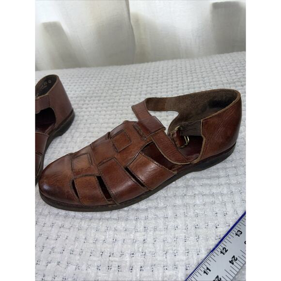 Cole Haan 8 M Fisherman Closed Toe Brown Leather Sandals Buckle Shoe - Picture 4 of 7